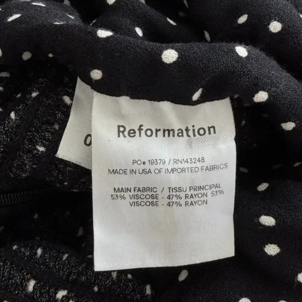 Reformation Nina Top Caviar Dot Black White Polka Dot XS